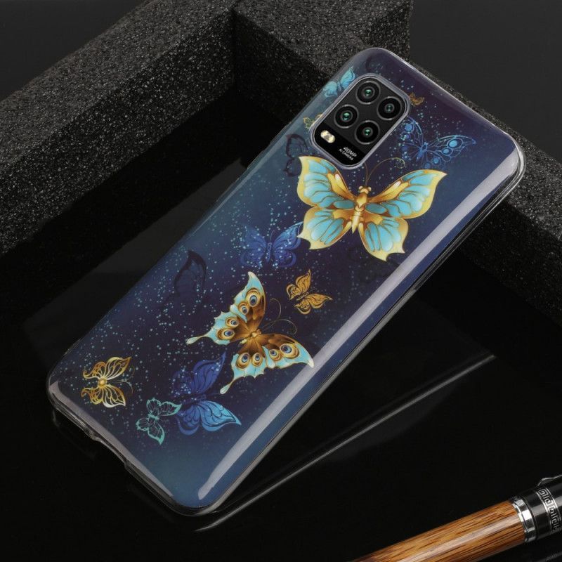 Κάλυμμα Xiaomi Mi 10 Lite Ανοιχτό Μπλε Φθορίζουσα Σειρά Πεταλούδων
