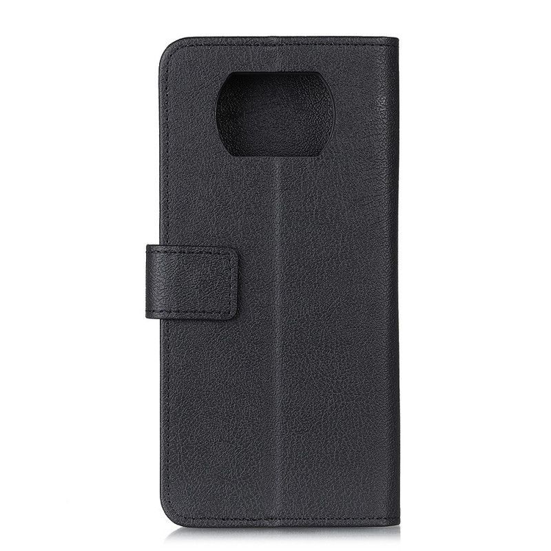 Κάλυμμα Xiaomi Poco X3 Μαύρο Με Απλό Γυαλιστερό Δερμάτινο Εφέ