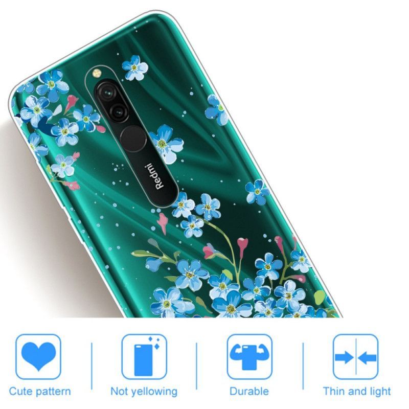 Κάλυμμα Xiaomi Redmi 8 Μπουκέτο Μπλε Λουλούδια σιλικόνης
