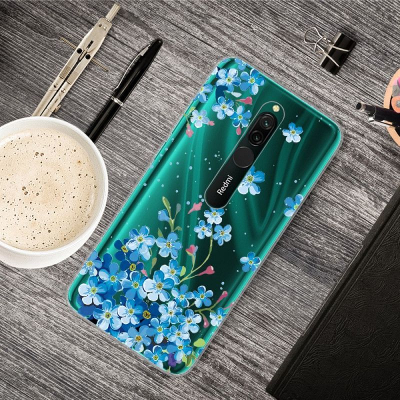 Κάλυμμα Xiaomi Redmi 8 Μπουκέτο Μπλε Λουλούδια σιλικόνης