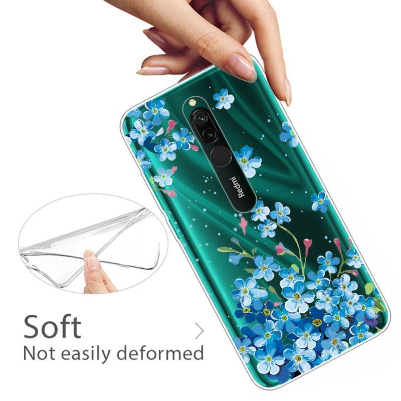 Κάλυμμα Xiaomi Redmi 8 Μπουκέτο Μπλε Λουλούδια σιλικόνης