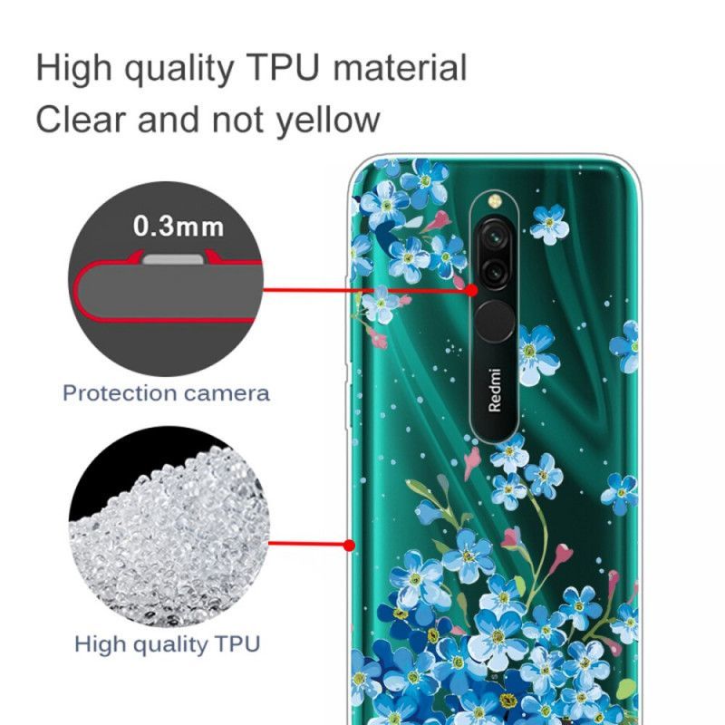 Κάλυμμα Xiaomi Redmi 8 Μπουκέτο Μπλε Λουλούδια σιλικόνης