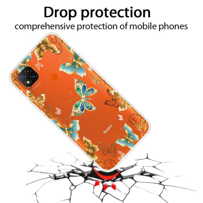 Κάλυμμα Xiaomi Redmi 9C Σκούρο Μπλε Πεταλούδες