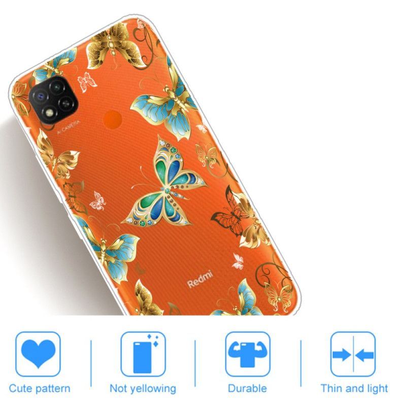 Κάλυμμα Xiaomi Redmi 9C Σκούρο Μπλε Πεταλούδες