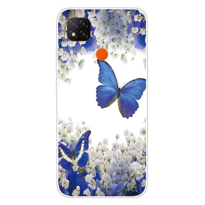 Κάλυμμα Xiaomi Redmi 9C Σκούρο Μπλε Πεταλούδες