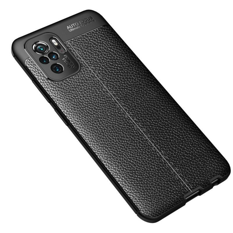 Κάλυμμα Xiaomi Redmi Note 10 / Note 10S Μαύρο Εφέ Από Δέρμα Λίτσι Διπλής Γραμμής