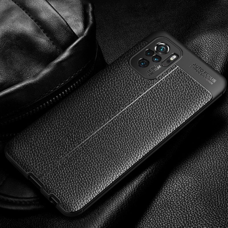 Κάλυμμα Xiaomi Redmi Note 10 / Note 10S Μαύρο Εφέ Από Δέρμα Λίτσι Διπλής Γραμμής