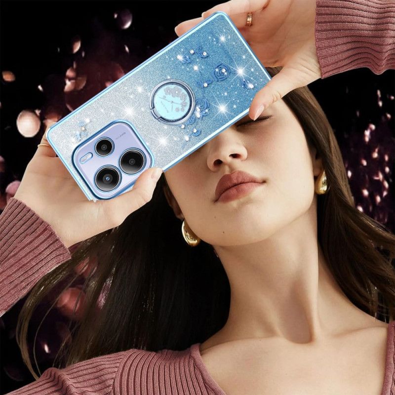 Κάλυμμα Xiaomi Redmi Note 14 4g Βάση Για Δαχτυλίδια Με Στρας Και Λουλούδι