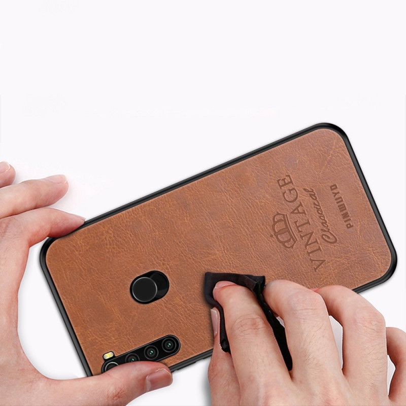 Κάλυμμα Xiaomi Redmi Note 8 Μαύρο Vintage Δερμάτινο Εφέ Pinwuyo