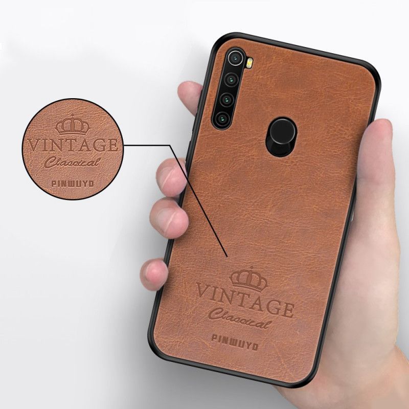 Κάλυμμα Xiaomi Redmi Note 8 Μαύρο Vintage Δερμάτινο Εφέ Pinwuyo