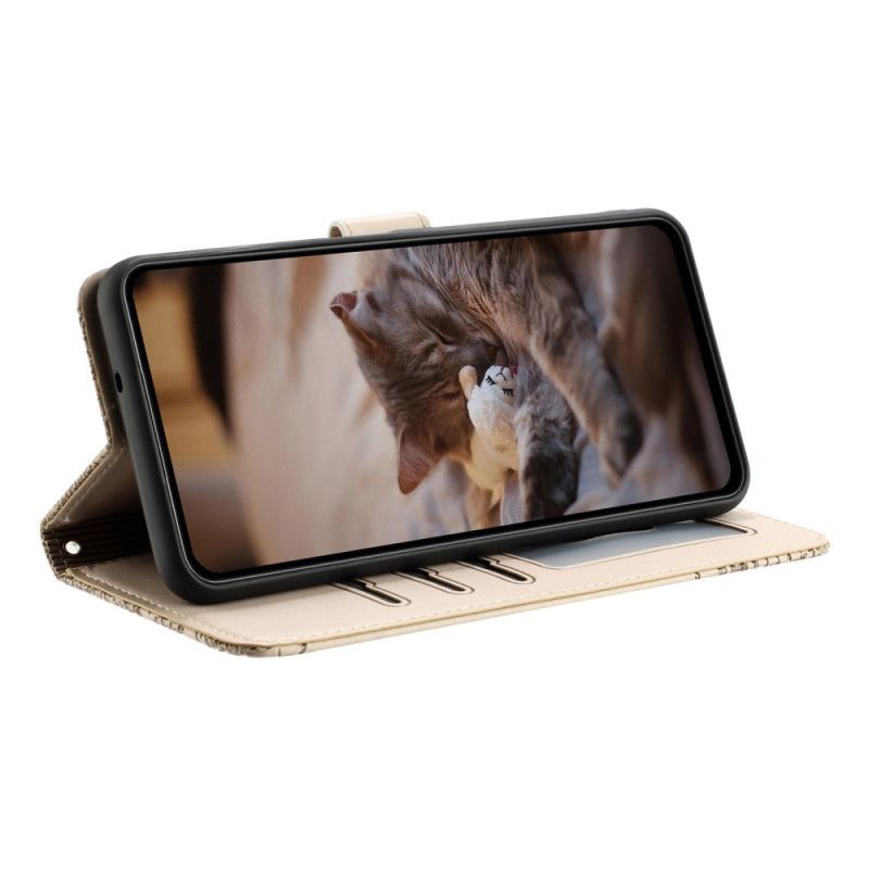 Lederhüllen Für Xiaomi Redmi Note 14 Pro 5g Katzenmuster Mit Riemen