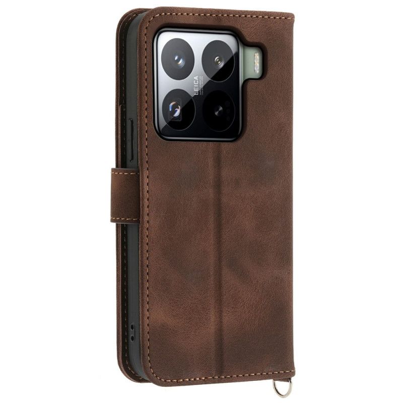 Θηκη Κινητου Xiaomi 15 Pro Λουλουδάτο Μοτίβο Με Εφέ Σουέτ Λουρί Και Ώμος